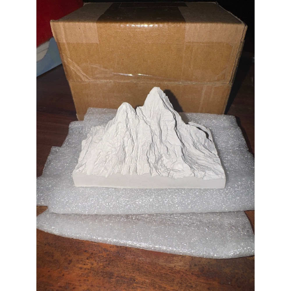 Miniature Mountain Range Sculpture White Plaster Resin Topographical Model 3.5in